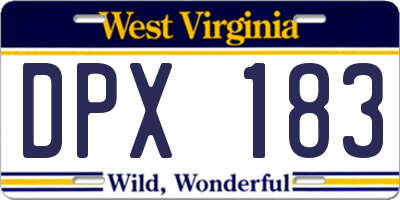 WV license plate DPX183