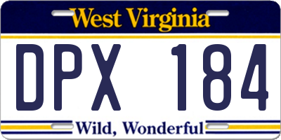 WV license plate DPX184