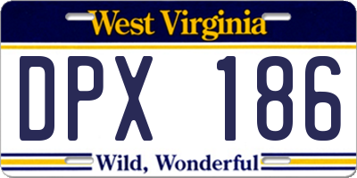 WV license plate DPX186