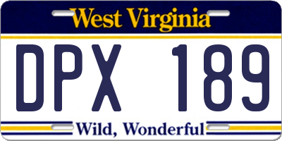 WV license plate DPX189