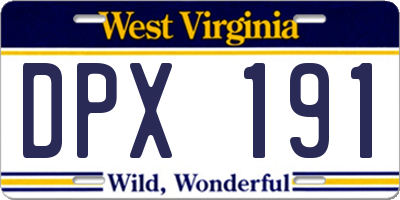 WV license plate DPX191