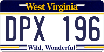 WV license plate DPX196