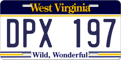 WV license plate DPX197