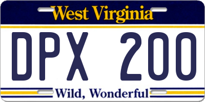 WV license plate DPX200