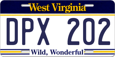 WV license plate DPX202