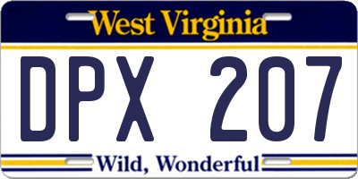 WV license plate DPX207