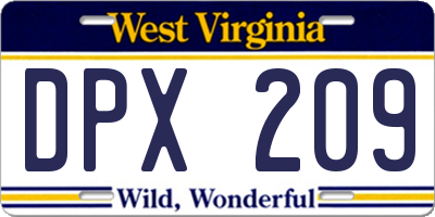 WV license plate DPX209