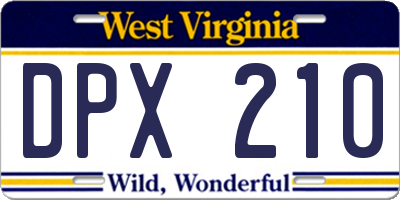WV license plate DPX210