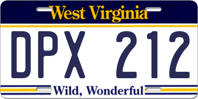 WV license plate DPX212