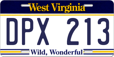 WV license plate DPX213