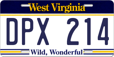 WV license plate DPX214