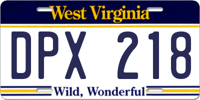 WV license plate DPX218
