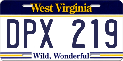 WV license plate DPX219