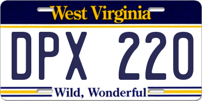 WV license plate DPX220
