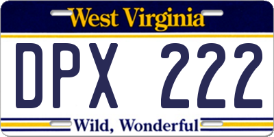 WV license plate DPX222
