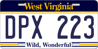 WV license plate DPX223