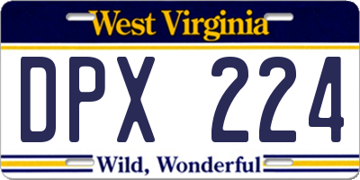 WV license plate DPX224