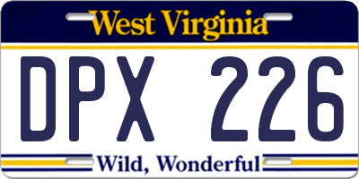WV license plate DPX226