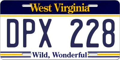 WV license plate DPX228