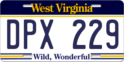 WV license plate DPX229