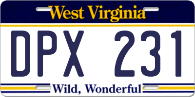 WV license plate DPX231