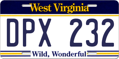 WV license plate DPX232