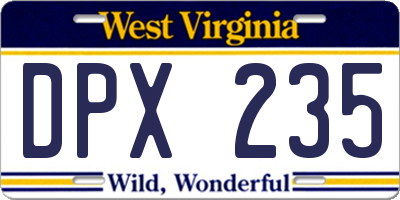 WV license plate DPX235