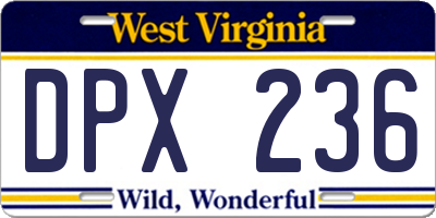 WV license plate DPX236