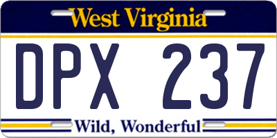 WV license plate DPX237