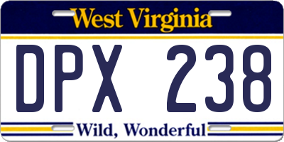 WV license plate DPX238
