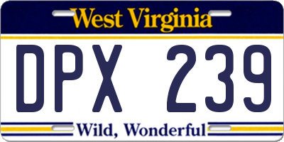 WV license plate DPX239