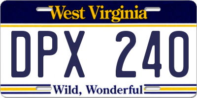 WV license plate DPX240