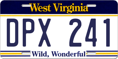 WV license plate DPX241