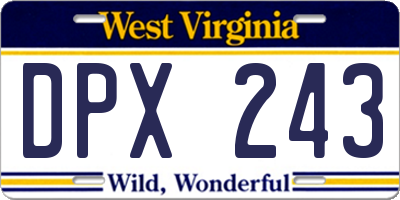 WV license plate DPX243