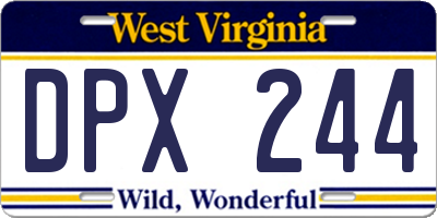 WV license plate DPX244