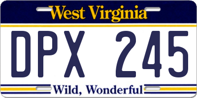 WV license plate DPX245