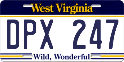 WV license plate DPX247