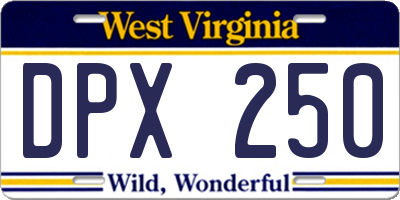 WV license plate DPX250