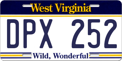 WV license plate DPX252