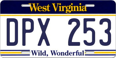 WV license plate DPX253