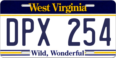 WV license plate DPX254