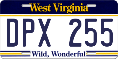 WV license plate DPX255