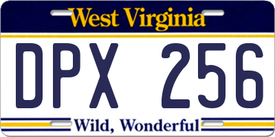 WV license plate DPX256