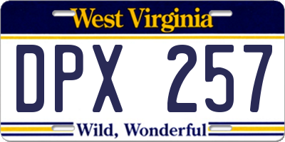 WV license plate DPX257