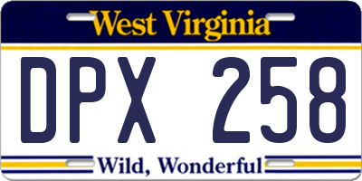 WV license plate DPX258