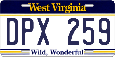 WV license plate DPX259