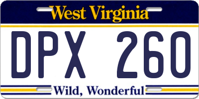 WV license plate DPX260