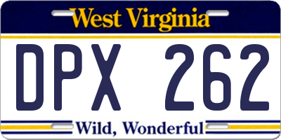 WV license plate DPX262