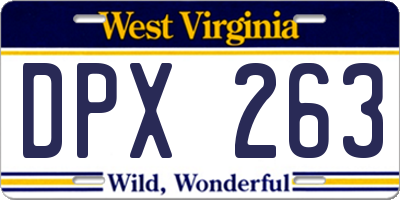 WV license plate DPX263