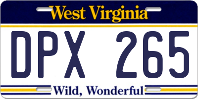 WV license plate DPX265